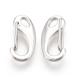 Platinum Alloy Push Gate Snap Keychain Clasp Findings, Platinum, 20.8x10x5.5mm, Hole: 4.5x2.5mm