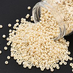 (409) Opaque AB Light Beige Тохо 8/0 круглые бусины, японский бисер, (409) непрозрачный ab светло-бежевый, 3 мм, отверстие : 1 мм, Около 10000 шт / фунт