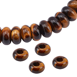 Tigerauge Natürliches Tigerauge europäische große Lochperlen, Rondell, 13~14x7~8 mm, Bohrung: 5 mm, 15 Stück / Karton