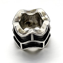 Antique Silver Retro 304 Stainless Steel Beads, Column, Antique Silver, 8x11mm, Hole: 6mm