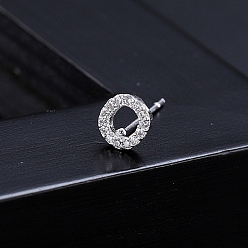 Letter O Platinum Brass Micro Pave Cubic Zirconia Stud Earrings, Initial Letter, Letter O, No Size