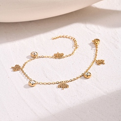 Дерево Из нержавеющей стали шарм браслеты, браслеты из кубического циркония для женщин, дерево, 6-1/2~7-5/8 дюйм (16.5~19.5 см)