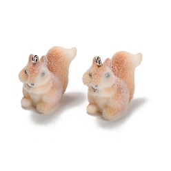 Squirrel Подвески из непрозрачной смолы, с железной платиной петлей, белка, 24.5x29x15 мм, отверстие : 1.8 мм