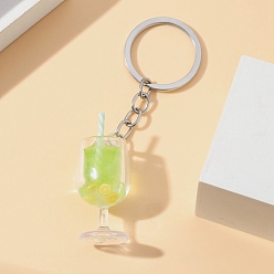 Зеленый газон Светящийся брелок с акриловыми подвесками, с металлом, стоячая чашка, зеленый газон, 10x3 см