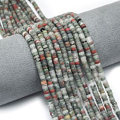 Гелиотроп Природные африканские гелиотроп бисер пряди, матовые, дисковые бусы, Heishi бусы, 4~4.5x2~2.5 мм, отверстие : 1 мм, около 155~157 шт / нитка, 15.24 дюйм (38.7 см)