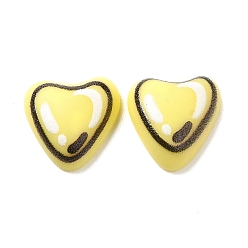 Yellow Opaque Resin Cabochons, Heart, Yellow, 8x8x3mm