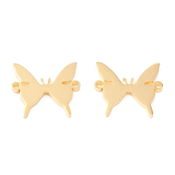 Echt 18 k vergoldet 201 Edelstahl Links, manuelles Polieren, Schmetterling, PVD-Vakuumbeschichtung, echt 18 k vergoldet, 15x17x1.5 mm, Bohrung: 1.4 mm