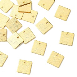 Golden SHEGRACE Brass Pendants, Sqaure Charms, Stamping Blank Tag, Brushed Finish, Cadmium Free & Lead Free & Nickel Free, Golden, 9.5x9.5x1mm, Hole: 1.2mm