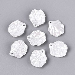 Кремово-белый Абс пластмассовые жемчужные подвески, форма листа, кремово-белые, 19.5x17x5 мм, отверстие : 1.6 мм, Около 1219 шт / 500 г