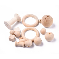 Seashell Color Defective Closeout Sale, Wood Beads, Barrel, Seashell Color, 9~48x10~56x10~56mm, Hole: 2.7~44.5mm