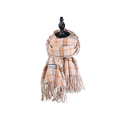 Lavender Blush Knitting Wool Long Polyester Tartan Scarf, Couple Style Winter/Fall Warm Soft Scarves, Lavender Blush, 169~210x61cm