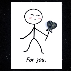 Яшма Камбаба Украшения в форме сердца из натуральной камбабской яшмы, с бумажными карточками, фигурка для украшения дома, энергетический камень рейки для исцеления, 15 мм