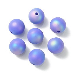 Средний Синий Шифер УФ-покрытие радужными переливающимися акриловыми бусинами, круглые, средний грифельно-синий, 16 мм, отверстие : 2.5 мм
