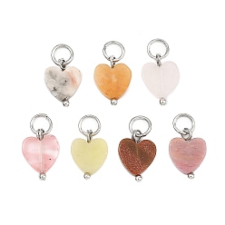 Платина Природные и синтетические смешанные подвески драгоценных камней, сердце прелести, платина, 11.5x8x2 мм, отверстие : 3.5 мм