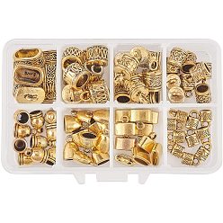 Античное Золото Концы шнура из тибетского сплава, разнообразные, античное золото , коробки: 13x8.4x1.75 см, концы шнура: 78 шт. / коробка