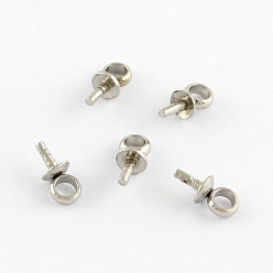Stainless Steel Color 201 Stainless Steel Cup Pearl Peg Bails Pin Pendants Bails for Half Drilled Beads, Stainless Steel Color, 6.5x3mm, Hole: 2mm