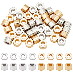 Real Gold Plated & Real Platinum Plated 50 шт. 2 цвета латунных бусин, колонка, настоящее золото и платина, 6x4 мм, отверстие : 2.5 мм, 25 шт / цвет