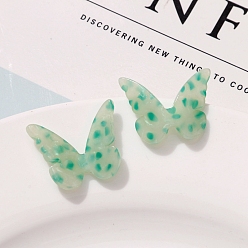 Turquoise Moyen Cabochons d'acétate de cellulose (résine), papillon, turquoise moyen, 22x27mm