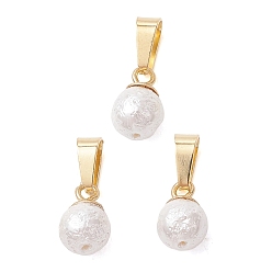 Золотой Круглые подвески из жемчужин с морщинистой текстурой, с 304 защелкой из нержавеющей стали на поручнях, белые, золотые, 8x6 мм, отверстие : 6x4 мм
