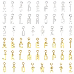 Golden & Silver Letter Alloy European Dangle Charms, Large Hole Pendants, Golden & Silver, 28~30x5~12x2mm, Hole: 4.5mm, 2sets/box