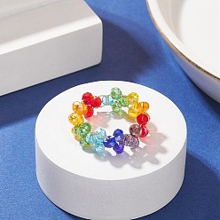 Разноцветный Плетеное кольцо на палец из стеклянных бусин, украшения из проволоки из нержавеющей стали для женщин, красочный, размер США 8 1/2 (18.5 мм)