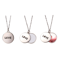 Слово Сублимация пустой алюминиевый кулон ожерелье, сплав пустой фото кулон ожерелье на день святого валентина, платина, слово, 18.50 дюйм (47 см), лист: 27x0.5 мм