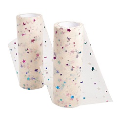 Лимонный шифон Сетчатые ленты с пайетками и звездами, тюль ткань, Тюль-рулонная ткань для юбки, лимонный шифон, 6 дюйм (15.24 см), о 10 ярдах / рулоне (9.144 м / рулон).