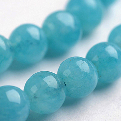 Turquoise Natural Gemstone Beads Strands, Dyed, Imitation Aquamarine, Round, 4mm, Hole: 1mm, about 95pcs/strand, 14.9 inch