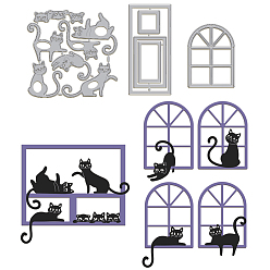 Cat Shape Углеродистая сталь разрезает трафареты, для diy scrapbooking, Фотоальбом, декоративная бумага для тиснения, цвет нержавеющей стали, форма кошки, 60~115x55~112x0.8 мм, 3 шт / комплект