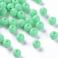 Aquamarine Opaque Acrylic Beads, Round, Aquamarine, 6x5mm, Hole: 1.8mm, about 4400pcs/500g