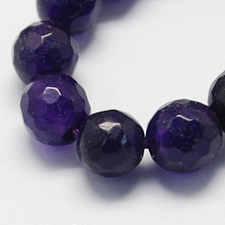 Mixed Color Natural Jade Bead Strands, Dyed, Faceted, Round, Mixed Color, 8mm, Hole: 1mm, about 48pcs/strand, 14.9 inch