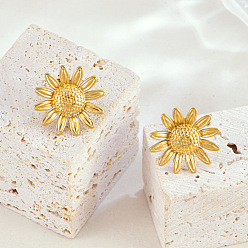 Золотой 304 из нержавеющей стали серьги, подсолнечник, золотые, 18 мм