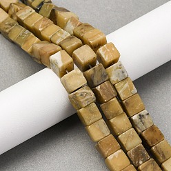 Другие Нефриты Нити натуральных бусин из нефрита хуанлун, кубические, 8~8.5x8~8.5x8~8.5 мм, отверстие : 1.2 мм, около 46 шт / нитка, 15.35'' (39 см)