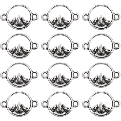 Античное Серебро 120 шт. подвески из сплава в тибетском стиле, кольцевые связи с горой, античное серебро, 11x16~16.5x2.5~3 мм, отверстие : 1.6 мм