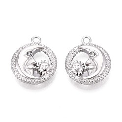 Нержавеющая Сталь Цвет 304 подвески из нержавеющей стали, луна и солнце, анти-тускнение, цвет нержавеющей стали, 21x17.5x4.5 мм, отверстие : 2 мм