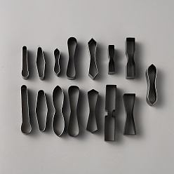 Черный Цвет Металла 15шт. набор шаблонов для резки из высокоуглеродистой стали, язычок для съемника молнии из кожи стальная линейка, с пластиковой коробке, металлический черный , 4.3~8.9x1~1.9x2.4 см