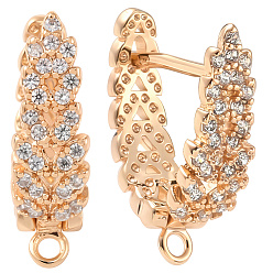 Настоящее золото 18K 5 пары серег-гвоздиков из латуни с кубическим цирконием, реальный 18 k позолоченный, 15x4.5x13 мм, отверстие : 1 мм, штифты : 0.8 мм