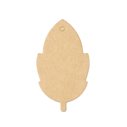 BurlyWood 100Pcs Blank Kraft Paper Gift Tags, Leaf, BurlyWood, 7.3x4x0.05cm, Hole: 3.5mm