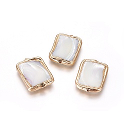 Золотой Стеклянные бусы, край позолоченный, прямоугольные, 24.5x18x3.5 мм, отверстие : 0.8 мм