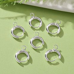 Silver 201 Stainless Steel Huggie Hoop Earring Findings, with Horizontal Loop and 316 Surgical Stainless Steel Pin, Silver, 16x13.5x2.5mm, Hole: 2.5mm, Pin: 1mm
