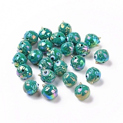 Темный Голубой УФ-покрытие радужными переливающимися акриловыми бусинами, демон со злым глазом, темные голубые, 11.5x13x12 мм, отверстие : 1.6 мм