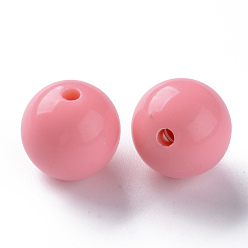Salmon Opaque Acrylic Beads, Round, Salmon, 16x15mm, Hole: 2.8mm, about 220pcs/500g