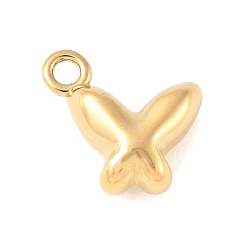 Настоящее золото 14K 304 прелести нержавеющей стали, ионное покрытие (ip), бабочки прелести, реальный 14 k позолоченный, 8x8x3.5 мм, отверстие : 1.2 мм