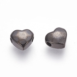Electrophoresis Black 304 Stainless Steel Beads, Heart, Manual Polishing, Electrophoresis Black, 7.5x8.5x4mm, Hole: 1.5~1.6mm