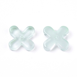 Светло-голубой Гальванические стеклянные бусины, клевер, светло-голубой, 10.5x10.5x2 мм, отверстие : 1 мм