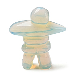 Опал Резные фигурки человека из опалита, для домашнего офиса настольный орнамент фэн-шуй, 65~67x52~55x19~19.5 мм