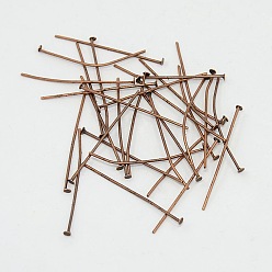 Красная Медь Железные штыри с плоской головкой, без кадмия, без никеля и без свинца, Красная медь, 35x0.75~0.8 мм, 20 датчик, Около 5400 шт / 1000 г, Руководитель: 2 mm