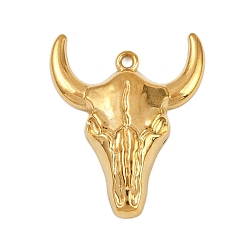 Золотой 304 подвески из нержавеющей стали, амулеты в виде черепа крупного рогатого скота, золотые, 29x24x4.5 мм, отверстие : 1.5 мм