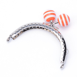 Коралловый Ручка с железным кошельком, С полосками из смолы, Для швейной машины, платина, коралл, 63x80~82x9.5 мм, отверстие : 1.5 мм