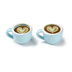 Светло-голубой Подвески из сплава краски для выпечки, чашка кофе, светло-голубой, 9x15x11.5 мм, отверстие : 4x2.5 мм